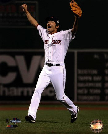 Koji Uehara celebrates winning Game 6 of the 2013 World Series