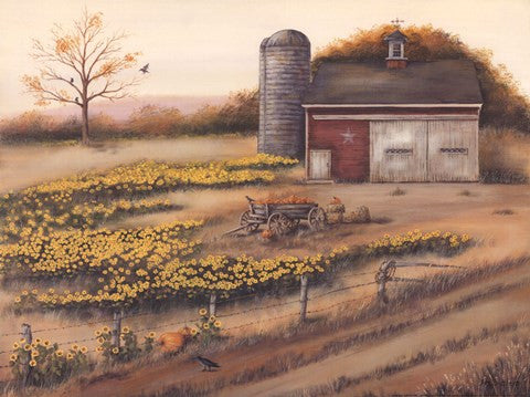 Barn & Sunflowers I