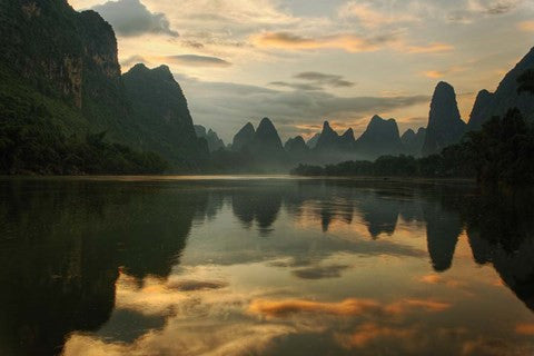 Li River and karst peaks at sunrise, Guilin, China