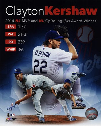 Clayton Kershaw 2014 National League MVP & Cy Young Award Winner Portrait Plus