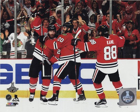 Duncan Keith, Brandon Saad, & Patrick Kane Goal Celebration Game 6 of the 2015 Stanley Cup Finals