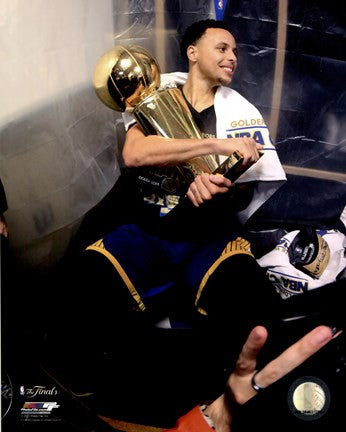 Stephen Curry with the NBA Championship Trophy Game 6 of the 2015 NBA Finals