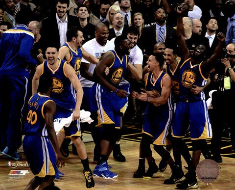 The Golden State Warriors celebrate winning Game 6 of the 2015 NBA Finals