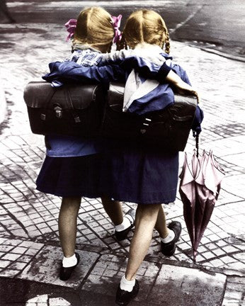 School Girls - Walking and Embracing