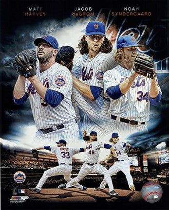 2015 New York Mets Pitchers- Matt Harvey, Jacob deGrom, & Noah Syndergaard Portrait Plus