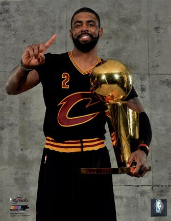 Kyrie Irving with the NBA Championship Trophy Game 7 of the 2016 NBA Finals