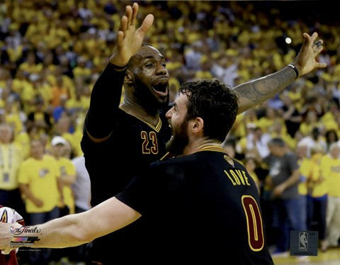 Lebron James & Kevin Love celebrate winning Game 7 of the 2016 NBA Finals